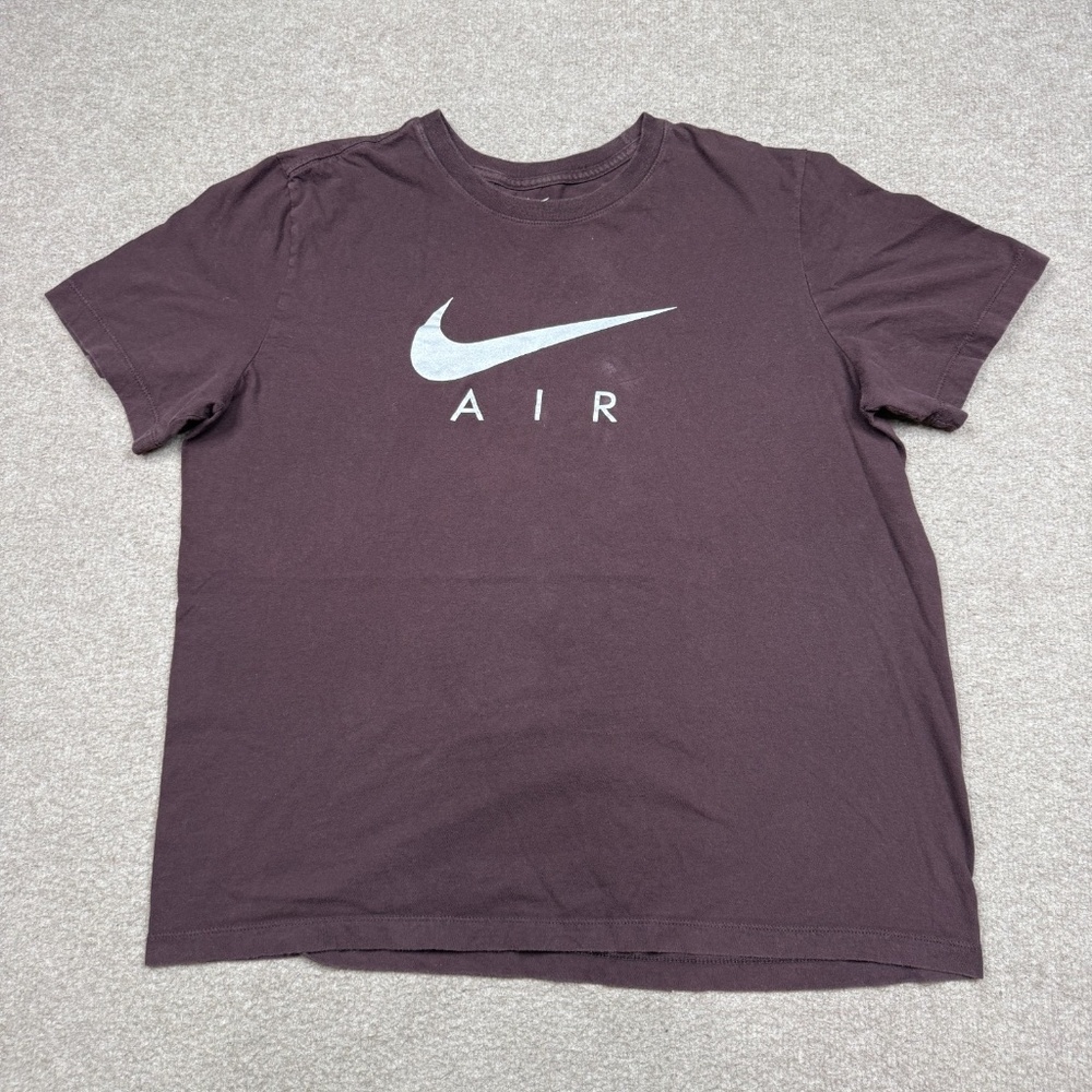 Nike Men's Shirt Size L Brown Short Sleeve Swoosh Logo Crew Neck Air Graphic Tee